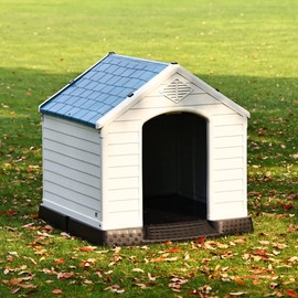 Elevon Plastic Dog House, Insulated Doghouse Puppy Shelter, Water Resistant Easy Assembly Sturdy Dog Kennel with Elevated Floor and Air Vents, Ventilate for Small to Large Sized Dogs (29-Inch)