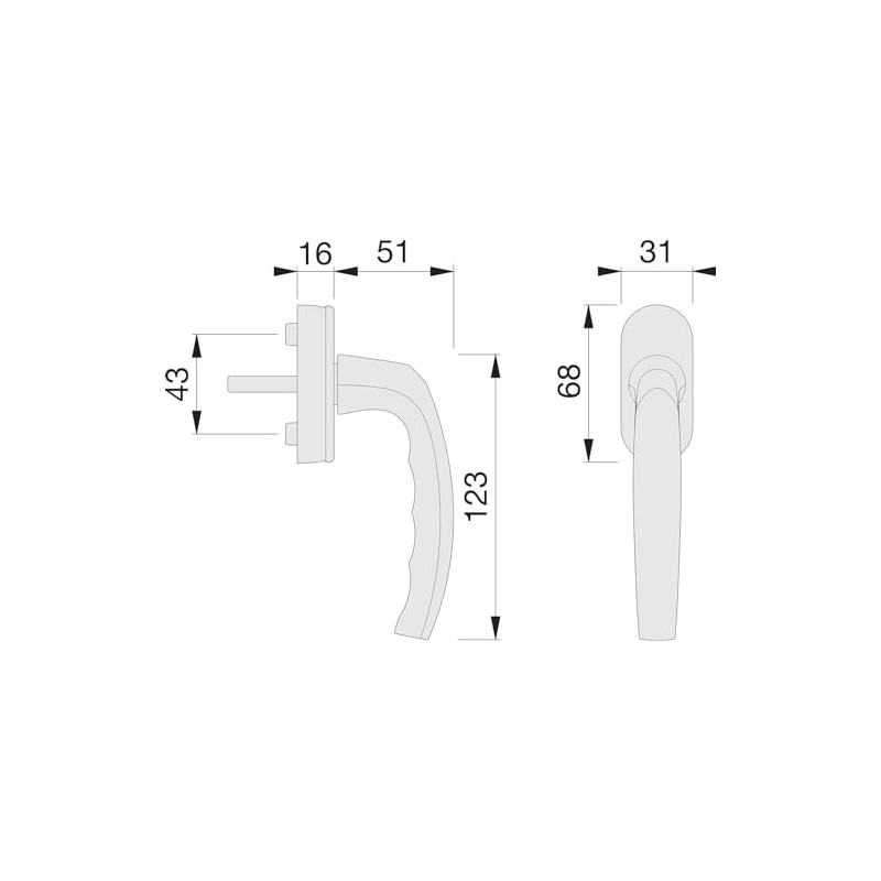 Satin Chrome 90 Degree Right Hand Window Handle - Right