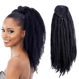 VAVANGA Marley Hair Ponytail Drawstring 18-inch Blonde Color Synthetic Braiding Hair Afro Kinky Ponytail for Black Women Quick Wrap Pony Jamaican Twist Hair Ponytail Extension(613#, 18")