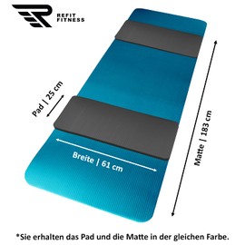 PainProtect SmartCell NBR Yoga & Fitness Pad Comfort Mini 25 x 61 x 1.5 cm Small Non-Slip Protection Protector REFIT FITNESS Mat Sports Gymnastics Knee Petrol Blue Set of 2