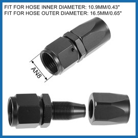 A ABSOPRO 4pcs AN8 Straight 2pcs AN8 90 Degree Swivel Hose End Fitting Black Long-lasting Item Replacement