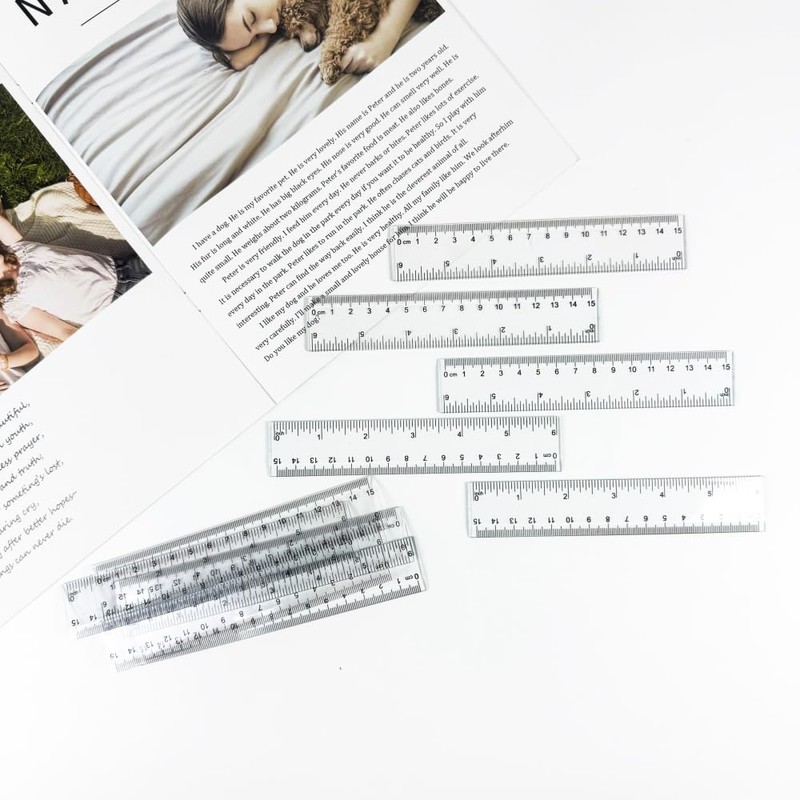 10Pcs 15cm Clear Plastic Rulers - 6 Inch Shatterproof, Transparent