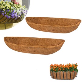 2PCS Hanging Basket Liner, 24/30/36 Inch Wall Mounted Coco Coir Trough Planter Replacement Liners for Wall Hanging Basket, Window Box, Fence Baskets, Railing Planting (36 inch-2PCS)