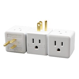 3 Outlet Wall Adapter Travel Cube – Grounder Splitter Turns One Outlet into Three | 3 Pack