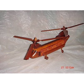 Chinook Hand Craft Wooden Model Helicopter Require Couple Simple Assembly