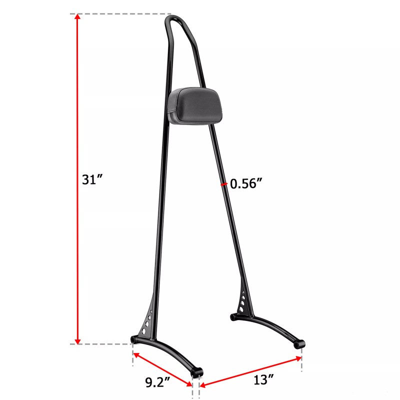 21ST Black 31" Tall Backrest Sissy Bar For Harley Softail