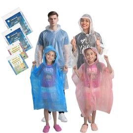 NEDLEDK Emergency Disposable Rain Ponchos Family Pack, Rainwear for Adults & Kid-Portable for School Trips and Outdoor Events