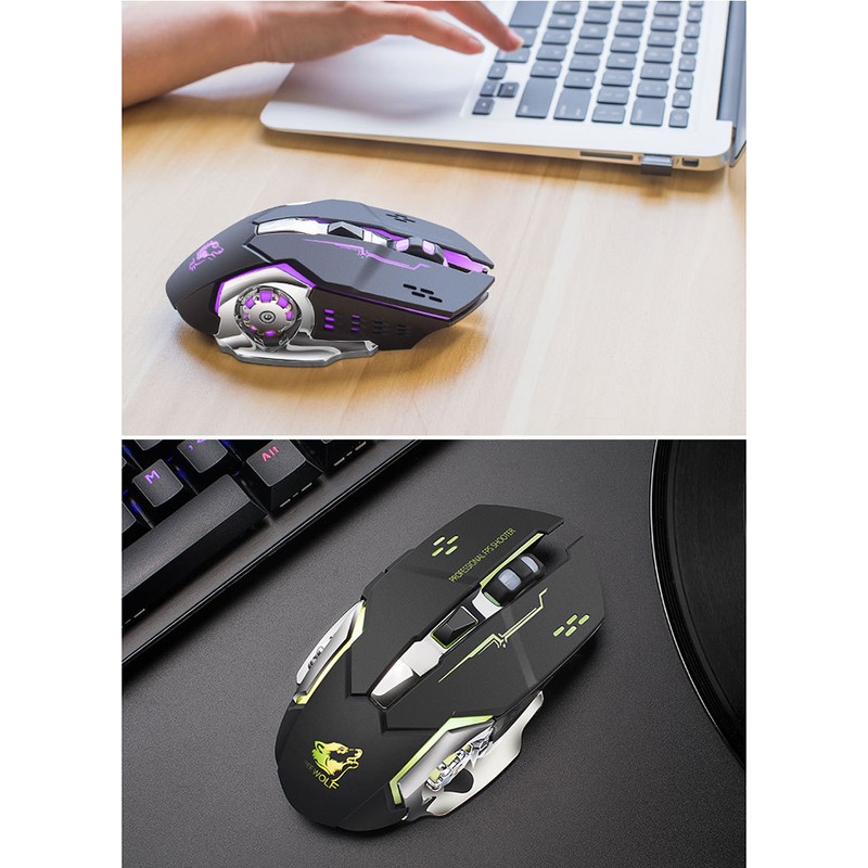 Rechargeable X8 Wireless Game Mouse Silent LED Backlit USB 1800DPI