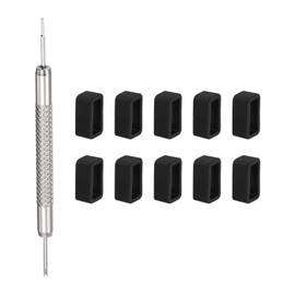 sourcing map Watch Strap Loop Rubber Watch Holder with Spring Bar Tool for Watch Strap Repair, Black, 26 mm
