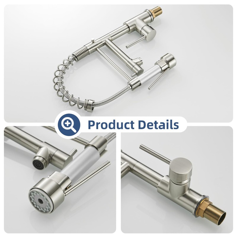 OWOFAN Kitchen Sink Faucet with Pull Down Sprayer, Contemporary Stainless