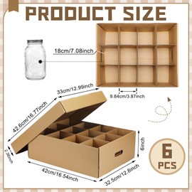 Menkxi 6 Pieces Mason Jar Storage Boxes 16 oz Canning Boxes with Handles and Dividers Stackable Mason Jar Storage Containers Canning Organizer for Stacking (Natural Color)