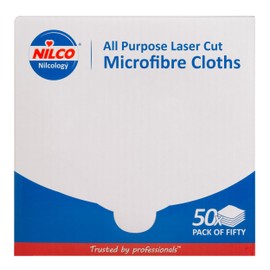 Nilco All-Purpose Laser Cut Microfibre Cloths for Efficient Cleaning - Ultra-Soft, Highly Absorbent, Lint-Free 50 per Box