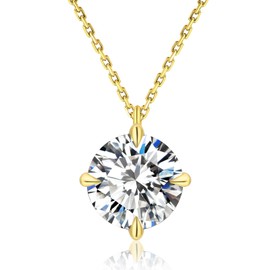 KRKCLIFE Diamond Pendant Necklace for Women, 0.5CT-4.0CT Moissanite Solitaire Necklace 14K Gold, Round-cut Lab Grown Diamond, S925 D Color VVS1 Adjustable 18+2 inches, for Mom Girls Wife