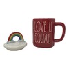 Rae Dunn Coffee Mugs with Decorative ceramic Lids (Love is