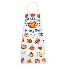 G2TUP Challah Bread Kitchen Apron Happy Challah Days Gifts Hanukkah Apron Shabbat Jewish Holiday Gifts (baking time CA)
