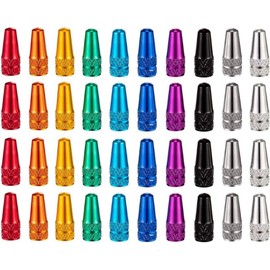 HUNKEN 40Pcs Bike Valve Caps, Multicolor Bicycle Tyre Valve Caps, Anodized Aluminium Alloy Presta Valve Cap, French Style Tyre Caps Dust Covers Bike Tire Valve Stem Caps for MTB Road Bicycle