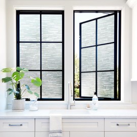 LUTE Window Privacy Film, Frosted Glass Window Film, Non-Adhesive Window Clings, Static Cling UV Blocking Window Coverings, Decorative Window Frosting Film for Home Office, 35.4" x 118.1"