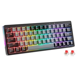 abucow 60% Mechanical Gaming Keyboard Red Switch Wired Compact Keyboard with RGB Backlight Anti-Ghosting No-Conflict 63 Swappable keycaps Ergonomic Design for Windows/Mac