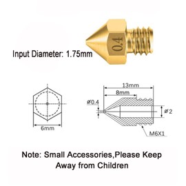 AEDIKO 20pcs MK8 Nozzle 0.4mm 3D Printer Extruders Nozzle High Temperature Wear Resistant 3D Printer Nozzles