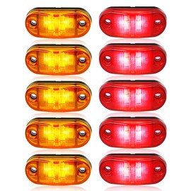 ALFU 10 Pack DC12-24V IP68 Waterproof LED Trailer Lights Kit Front Rear LED Side Marker Clearance Indicators Light for RV Camper Truck Van Caravan Boat