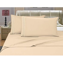 Elegant Comfort Bedding Collection 4-Piece Bed Sheet Set 1500 Premier Hotel Quality Wrinkle Free with Deep Pockets, Full, Cream