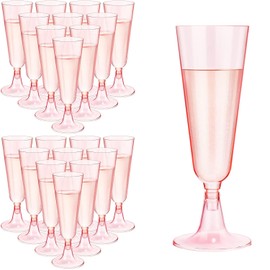 LWAIX Plastic Champagne Glasses 160 ml Champagne Flutes Plastic Champagne Flutes BPA-Free Reusable for Champagne Reception Party Picnic Birthday Wedding Stag Night Pack of 27 (Pink)
