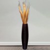 Brown Decorative Contemporary Mango Wood Ribbed Design Round Floor Vase,