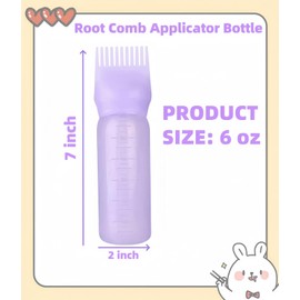 FXSPLCZ 2 Pack Root Comb Applicator Bottle Oil Applicator for Hair Dye Hair Oiling Bottle with Graduated Scale, 6 Ounce (Purple & White)