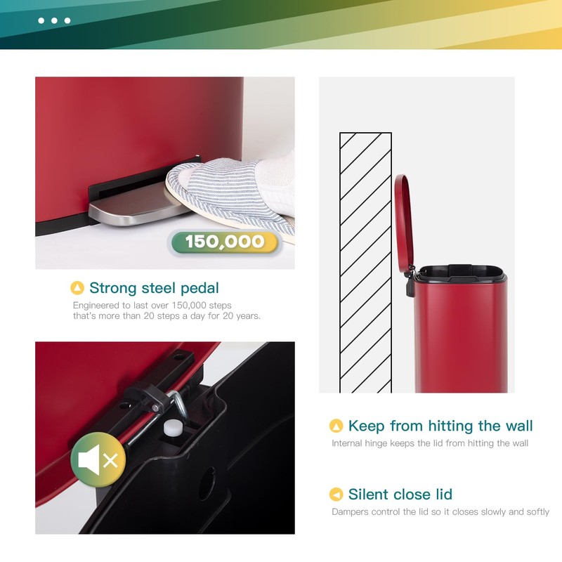 FDW Kitchen Trash Can with Lid for Office Bedroom Bathroom