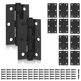 12 PCS Black Door Hinges, 3 Inch (75.5mm) Black Butt Hinges with 60 pcs Black Screws for Wooden Gate Windows Closet Drawer Boxes Cupboard