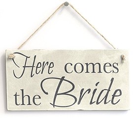 Meijiafei Here Comes The Bride - Accesorio de boda de PVC para decoración de 25,4 x 12,7 cm