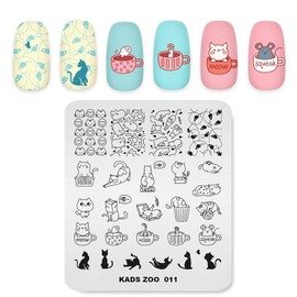 Alexnailart Nail Stamping Plate Creative Cartoon Animal Theme Image Design Templates Cat Mouse Cup Butterfly Multi-Pattern Printed Board Manicure DIY Nail Art Printing Tools (ZO011)
