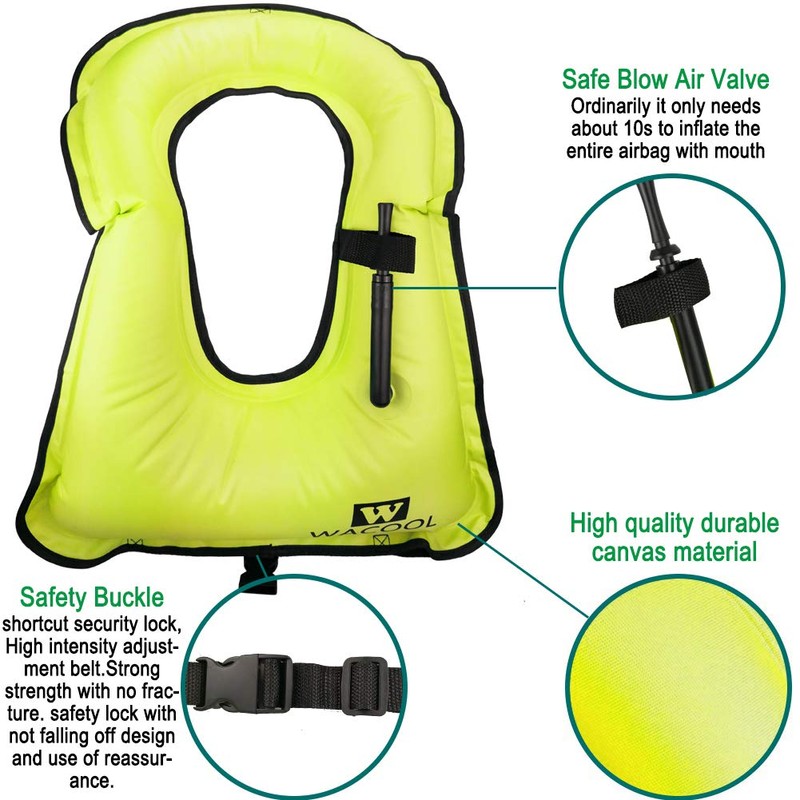 WACOOL Inflatable Snorkel Diving Swimming Scuba Vest Jacket for Adult