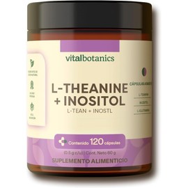 VITAL BOTANICS - L-Teanina Inositol y L-Glutamina - Multivitamínico Mujer y Hombre - 60 Cápsulas de 500 mg - Sin Azúcar - Suplemento Alimenticio - 2 M
