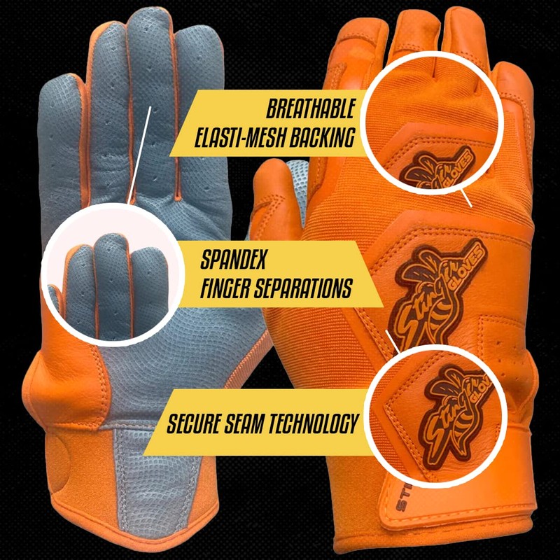 Color Crush Batting Gloves (Youth XL, Orange)