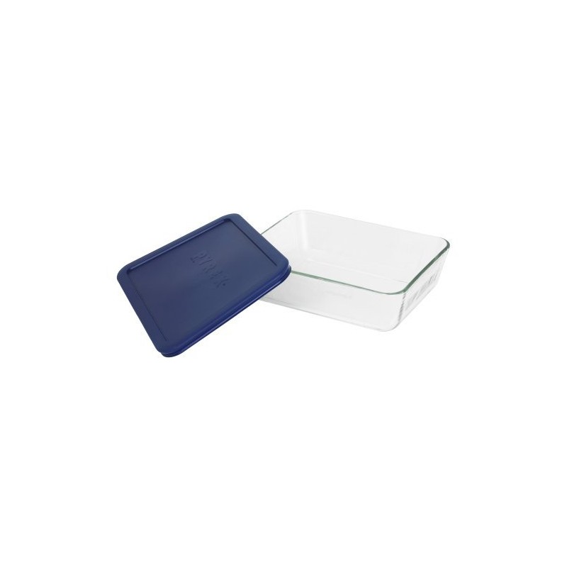 Pyrex Simply Store 6-Cup Rectangular Glass Food Storage Dish,Blue Made