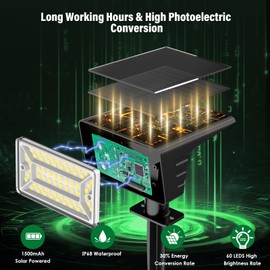 LAMKEEP Solar Spot Lights Outdoor with 60 LED & Auto On/Off, 6 Pack Solar Lights Outdoor Waterproof IP68 with 3 Lighting Modes, 2-in-1 Solars Landscape Light for Outside, Garden, Yard(Warm White)