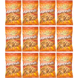 Snaxs Roasted Almond Nuts 12 x 40g - Salted Nuts with Fibre, Protein, and Minerals - Crunchy Kosher Almonds Ideal for Snacking and Baking