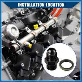 A ABSOPRO Fuel Fitting with Washer/Inner Fuel Line Male Flare Adapter for Car/Durable Aluminum Alloy Metric M14x1.5 to 6AN Male Flare Adapter / 1 Set Black Item Replacement