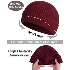 PHILIGHTS 4PCS Swag Wool Short Fisherman Beanie for Men Women, Knit Cuff Warm Winter Hats, Soft Trawler Skull Cap Watch Hat Unisex