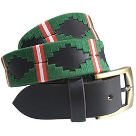 CARLOS DIAZ Mens Womens Premium Unisex Brown Leather Embroidered Designer Polo Belt (85 cm/ 32-34 Inches)