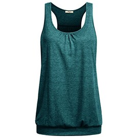Miusey Tops for Women Womens Sleeveless Round Neck Loose Fit Racerback Workout Tank Shirts Summer Running XXL Green