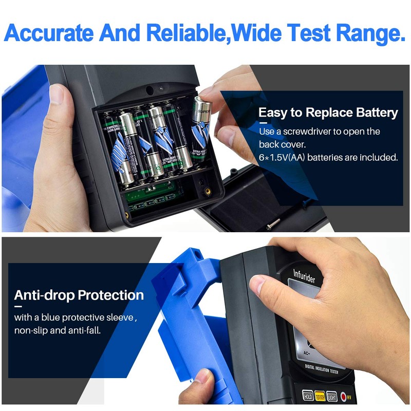 INFURIDER YF-6688B Digital Insulation Resistance Tester MegOhmmeter DC AC Voltmeter,Test