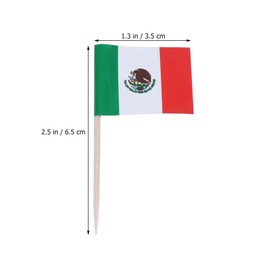 NUOBESTY 100pcs Mexico Flag Mexican Toothpicks Flags Small Toothpick Cocktail Picks Mini Sticks Cupcake Toppers Country Picks Canada Day Decorations