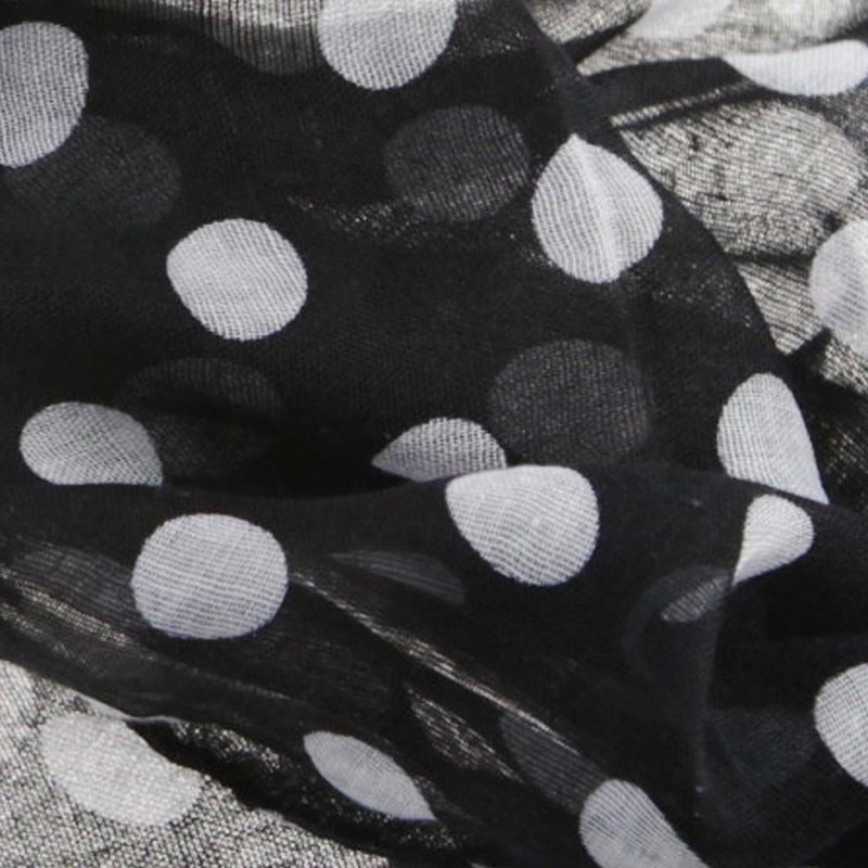 Basic Sense 10mm Polka Dot, Large Viscose Scarf, Black/White Dot