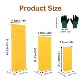xnnmzhao Plastic Felling Wedge, 3 Pieces Forestry Wedge, Tree Wedges, ABS Impact-Resistant, Chainsaw Felling Wedge Set Matching Gloves, Tree Felling Wedge for Chainsaws, Felling Wedge Set (14 cm, 20