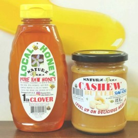 NATURZ BEEZ RAW HONEY CLOVER 1Lb / 454g with Free 12oz Cashew Butter in Honey 100% PURE RAW