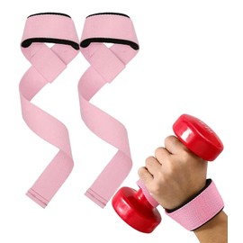 QIYUDA Weight Lifting Straps for Women & Men,Anti Slip Gym Grip Straps for Strength Training（Pink）