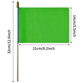 ZXvZYT 12 Pack Solid Green Flag Small Mini Plain Green Color Flags On Stick,DIY Marking Decoration Supplies,School,Sports Club,Party Events Celebration