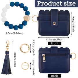 Lostars Wallet Keychain Wristlet for Women RFID Card Holder Keychain Key Chain Wallet Key Ring with Wrist Wallet for Women (Navy Blue)